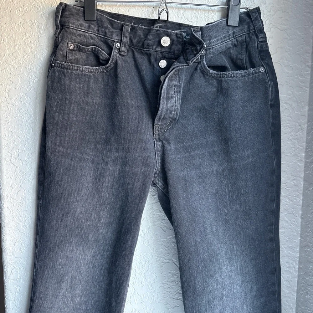 We The Free Free People Black Straight Distressed Jeans Raw Hem Button Fly 28 - Picture 2 of 13